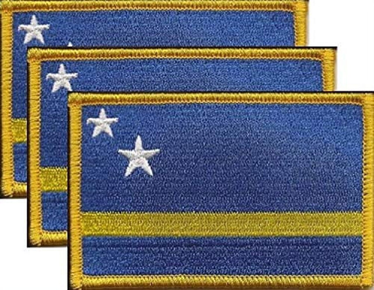 Curacao Flag Patch Set - Pack of 3 Embroidered Iron On or Sew On Emblems. 3.5" x 2.25"
